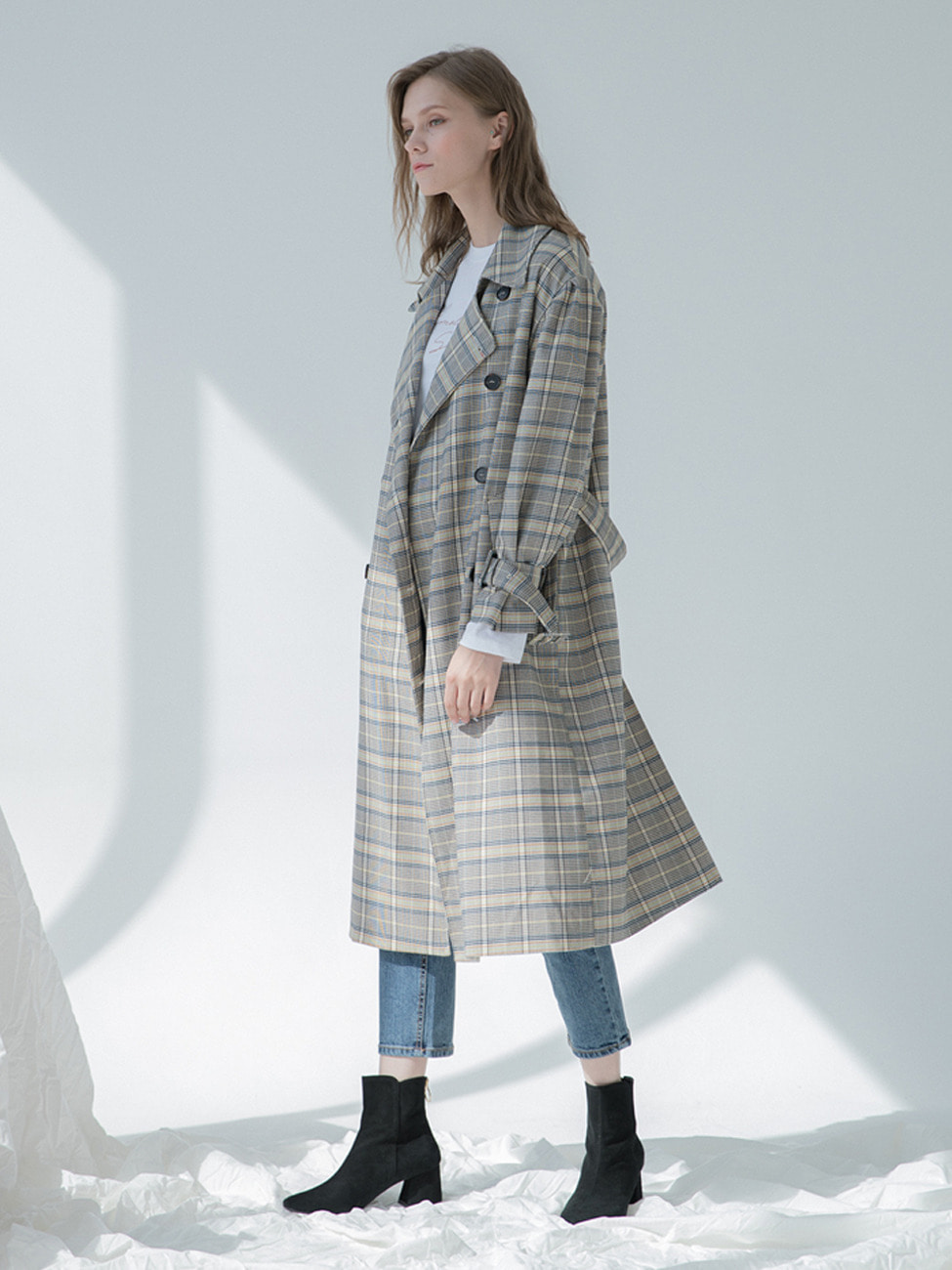 CHECK PUFF TRENCH COAT